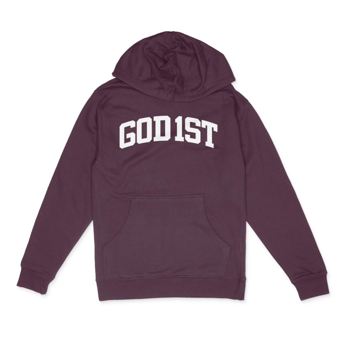 "God 1st" Hoodie (Maroon) - The Crown Him Brand