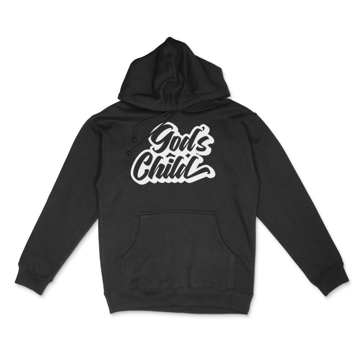 "God's Child Script" Hoodie (Black) - The Crown Him Brand